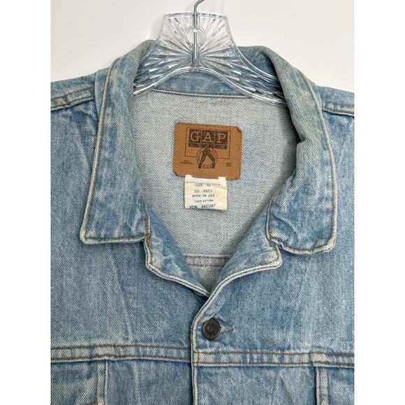 Vintage GAP Denim Jacket XL Made in USA Light Wash 80s–90s Trucker 8os/90s - Picture 8 of 16